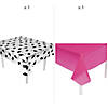 54" x 108" Pink Graduation Cap Disposable Plastic Tablecloth Kit - 2 Pc. Image 1