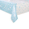 54" x 84" Blue &amp; White Snowflakes Rectangle Disposable Plastic Tablecloth Image 1