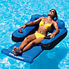 55" Inflatable Blue and Black Ultimate Floating Swimming Pool Chair Lounger Image 1
