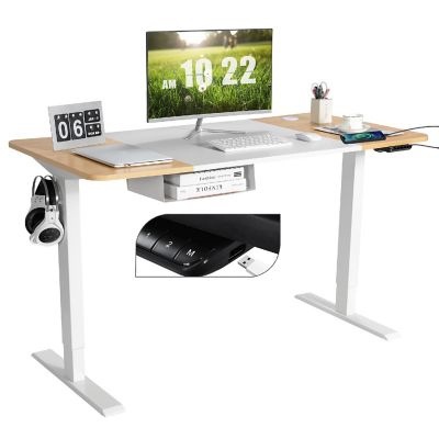 55''x28'' Electric Standing Desk Adjustable Sit to Stand Table w/USB Port Natural Image 1