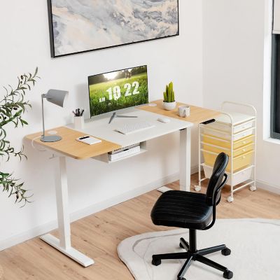 55''x28'' Electric Standing Desk Adjustable Sit to Stand Table w/USB Port Natural Image 1