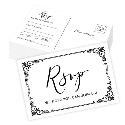 56-Pack RSVP Postcards Art Deco Frame Cardstock Response Reply Cards Image 1