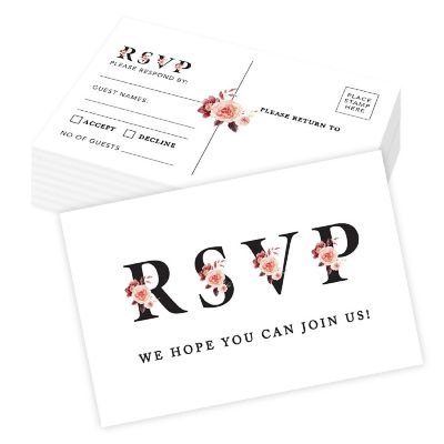56-Pack RSVP Postcards Fall Flowers Cardstock Response Reply Cards Image 1