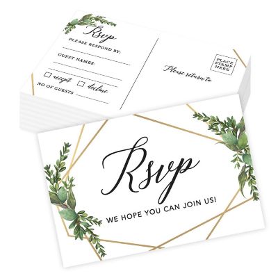 56-Pack RSVP Postcards Geometric Frame Cardstock Response Reply Cards Image 1
