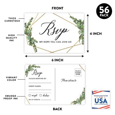 56-Pack RSVP Postcards Geometric Frame Cardstock Response Reply Cards Image 1
