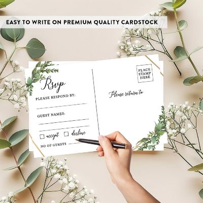 56-Pack RSVP Postcards Geometric Frame Cardstock Response Reply Cards Image 2