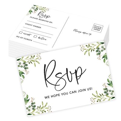56-Pack RSVP Postcards Greenery Foliage Cardstock Response Reply Cards Image 1
