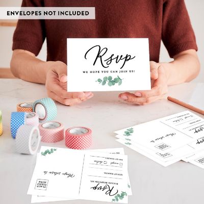 56-Pack RSVP Postcards Minimal Eucalyptus Leaf Cardstock Response Reply Cards Image 3