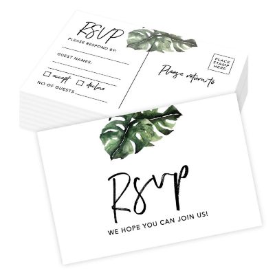 56-Pack RSVP Postcards Monstera Leaf Cardstock Response Reply Cards Image 1