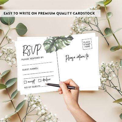 56-Pack RSVP Postcards Monstera Leaf Cardstock Response Reply Cards Image 2