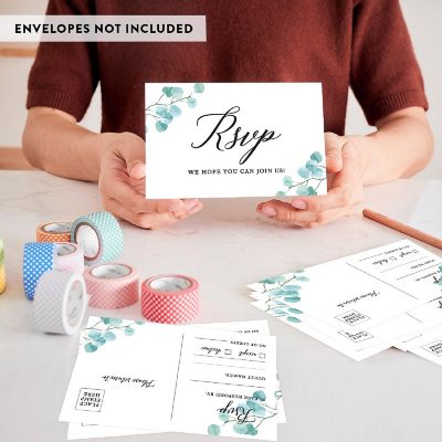 56-Pack RSVP Postcards Silver Dollar Eucalyptus Cardstock Response Reply Cards Image 3