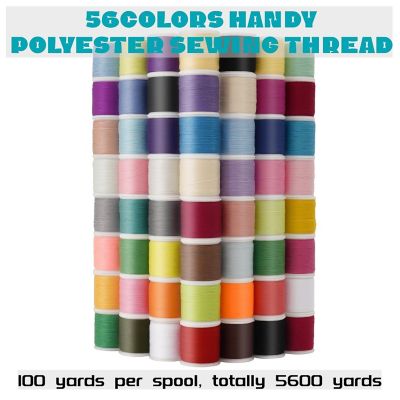 56 Spools Polyester Sewing Thread Kit, 100 Yards Per Spool, 5600 Yards Total for Hand &amp; Machine Sewing Image 1