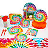 59 Pc. Tie-Dye Swirl Deluxe Disposable Tableware Kit for 8 Guests Image 1