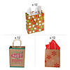 6 1/2" - 7 1/2" x 9" Bulk 48 Pc. Medium Kraft Paper Holiday Gift Bag Assortment Image 1