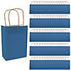6 1/2" x 9" Bulk 60 Pc. Medium Blue Kraft Paper Gift Bags Image 1