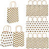 6 1/2" x 9" Gold Pattern Metallic Kraft Paper Bags - 12 Pc. Image 1