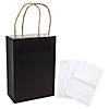 6 1/2" x 9" Medium Black Kraft Paper Gift Bags & White Tissue Paper Kit for 12 Image 1
