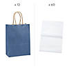 6 1/2" x 9" Medium Blue Kraft Paper Gift Bags & White Tissue Paper Kit for 12 Image 1