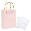 6 1/2" x 9" Medium Blush Kraft Paper Gift Bags & White Tissue Paper Kit for 12 Image 1