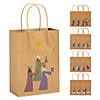 6 1/2" x 9" Medium Brown Nativity Scene Kraft Paper Gift Bags - 12 Pc. Image 1