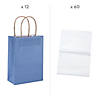 6 1/2" x 9" Medium Dusty Blue Kraft Paper Gift Bags & White Tissue Paper Kit for 12 Image 1