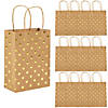 6 1/2" x 9" Medium Gold Foil Dot Kraft Paper Bags - 12 Pc. Image 1