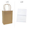 6 1/2" x 9" Medium Gold Kraft Paper Gift Bags & White Tissue Paper Kit for 12 Image 1