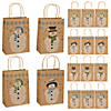 6 1/2" x 9" Medium Happy Snowman Kraft Paper Gift Bags - 12 Pc. Image 1