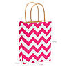 6 1/2" x 9" Medium Hot Pink Chevron Kraft Paper Gift Bags - 12 Pc. Image 1