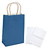 6 1/2" x 9" Medium Navy Blue Kraft Paper Gift Bags & White Tissue Paper Kit for 12 Image 1