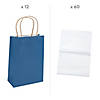 6 1/2" x 9" Medium Navy Blue Kraft Paper Gift Bags & White Tissue Paper Kit for 12 Image 1