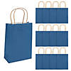 6 1/2" x 9" Medium Navy Kraft Paper Gift Bags - 12 Pc. Image 1
