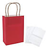 6 1/2" x 9" Medium Red Kraft Paper Gift Bags & White Tissue Paper Kit for 12 Image 1