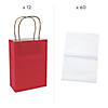 6 1/2" x 9" Medium Red Kraft Paper Gift Bags & White Tissue Paper Kit for 12 Image 1