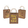 6 1/2" x 9" Medium Religious Gold Metallic Kraft Paper Gift Bags - 12 Pc. Image 1