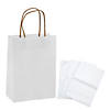 6 1/2" x 9" Medium White Kraft Paper Gift Bags & White Tissue Paper Kit for 12 Image 1