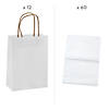 6 1/2" x 9" Medium White Kraft Paper Gift Bags & White Tissue Paper Kit for 12 Image 1