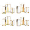 6" - 10" Bulk Gold Geometric Square Metal & Glass Candle Holders - 12 Pc. Image 1