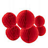 6" - 10" Red Hanging Honeycomb Paper Ball Decorations - 6 Pc. Image 1