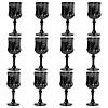 6 3/4" 8 oz. Black Patterned Disposable Plastic Wine Glasses - 12 Ct. Image 1