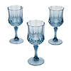 6 3/4" 8 oz. Dusty Blue Patterned BPA-Free Plastic Wine Glasses - 12 Ct. Image 1