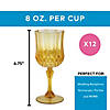 6 3/4" 8 oz. Gold Patterned Plastic Stemmed Wine Glasses - 12 Ct. Image 2