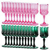 6 3/4&quot; 8 oz. Pink &amp; Green Patterned Plastic Wine Glasses Kit - 24 Pc. Image 1