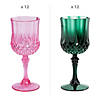 6 3/4&quot; 8 oz. Pink &amp; Green Patterned Plastic Wine Glasses Kit - 24 Pc. Image 1