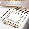 6.5" White with Gold Square Edge Rim Plastic Appetizer/Salad Plates (70 Plates) Image 4