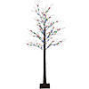 6' Brown LED Lighted Frosted Christmas Twig Tree - Multi-Color lights Image 1