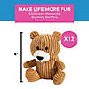 6" Corduroy Brown Stuffed Happy Teddy Bears - 12 Pc. Image 2