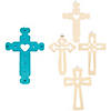 6" DIY Unfinished Wood Wall Crosses with Cutouts - 4 Pc. Image 1