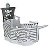 6 Ft. 10" x 4 Ft. 8 1/2" Color Your Own Pirate Ship White Cardboard Playhouse Image 1