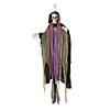 6 Ft. Light-Up Skeletal Reaper in Gray Robes Halloween Hanging Decoration Image 1